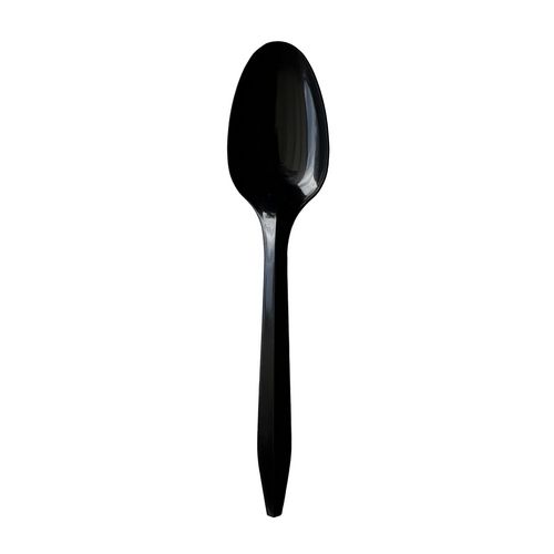 Mediumweight Polypropylene Cutlery, Teaspoon, Black, 1,000/Carton