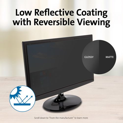 Magnetic Monitor Privacy Screen for 21.5" Widescreen Flat Panel Monitors, 16:9 Aspect Ratio