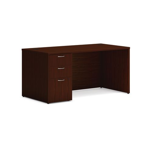 Image of Mod Single Pedestal Desk Bundle, 60" x 30" x 29", Traditional Mahogany, Ships in 7-10 Business Days