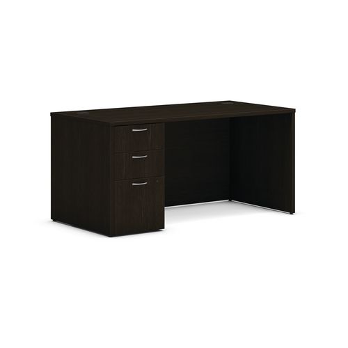 Image of Mod Single Pedestal Desk Bundle, 60" x 30" x 29", Java Oak, Ships in 7-10 Business Days