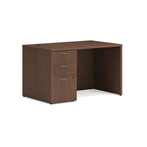 Mod Single Pedestal Desk Bundle, 48" x 30" x 29", Sepia Walnut, Ships in 7-10 Business Days