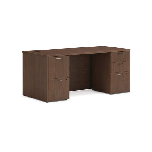 Mod Double Pedestal Desk Bundle, 66" x 30" x 29", Sepia Walnut, Ships in 7-10 Business Days
