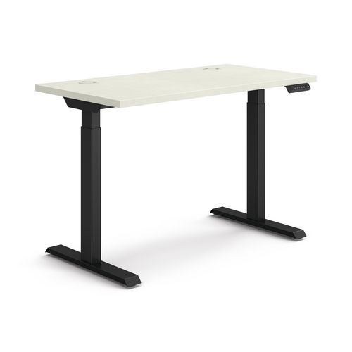 Image of Coordinate Height Adjustable Desk Bundle 2-Stage, 46" x 22" x 27.75" to 47", Silver Mesh\Black, Ships in 7-10 Business Days