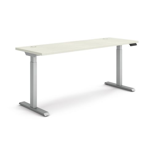 Image of Coordinate Height Adjustable Desk Bundle 2-Stage, 70" x 22" x 27.75" to 47", Silver Mesh\Silver, Ships in 7-10 Business Days