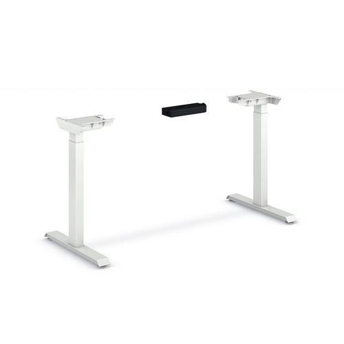 Coordinate Height Adjustable Desk Bundle 2-Stage, 46" x 22" x 27.75" to 47", Silver Mesh/Designer White