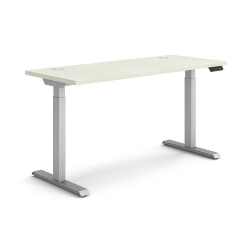 Image of Coordinate Height Adjustable Desk Bundle 2-Stage, 58" x 22" x 27.75" to 47", Silver Mesh\Silver, Ships in 7-10 Business Days