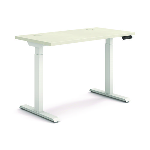Image of Coordinate Height Adjustable Desk Bundle 2-Stage,46" x 22" x 27.75" to 47", Silver Mesh/Designer White,Ships in 7-10 Bus Days