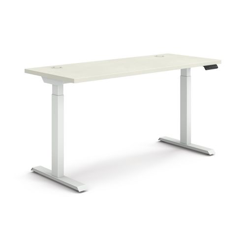 Image of Coordinate Height Adjustable Desk Bundle 2-Stage,58" x 22" x 27.75" to 47", Silver Mesh/Designer White,Ships in 7-10 Bus Days