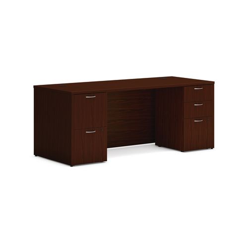 Mod Double Pedestal Desk Bundle, 72" x 30" x 29", Traditional Mahogany, Ships in 7-10 Business Days