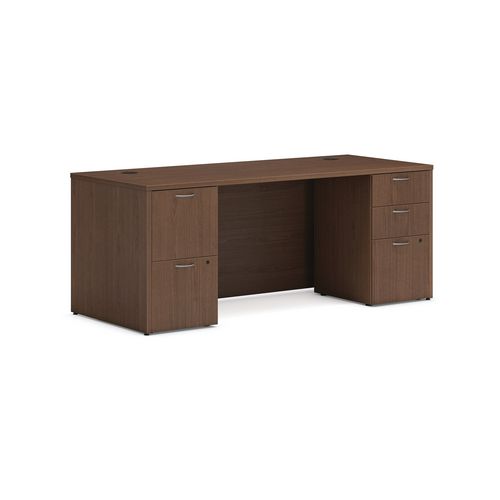 Mod Double Pedestal Desk Bundle, 72" x 30" x 29", Sepia Walnut, Ships in 7-10 Business Days