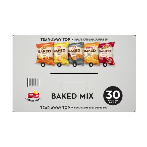 Baked Variety Pack, Lay's Regular/Lay's BBQ/Cheetos/Ruffles Cheddar and Sour Cream/Hot Cheetos, 30 Bags/Box, 2 Boxes/Carton