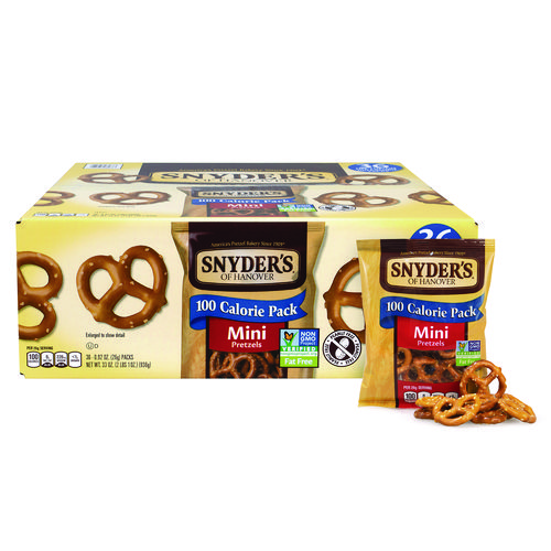 Mini Pretzels. 0.92 oz Pack, 36 Packs/Box, 2 Boxes/Carton