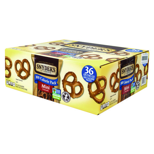 Mini Pretzels. 0.92 oz Pack, 36 Packs/Box, 2 Boxes/Carton