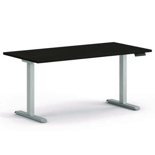 Mod Height Adjustable Desk Bundle, 60" x 30" x 27.5" to 46.75", Java Oak/Silver, Ships in 7-10 Business Days