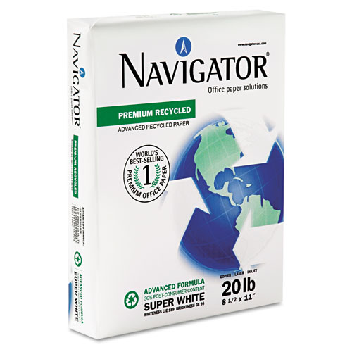 Navigator® Premium Recycled Paper, 92 Brightness, 20lb, 8-1/2 x 11, White, 5000/Carton