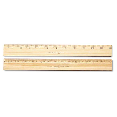 Wood Ruler, Metric and 1/16 Scale with Single Metal Edge, 12/30