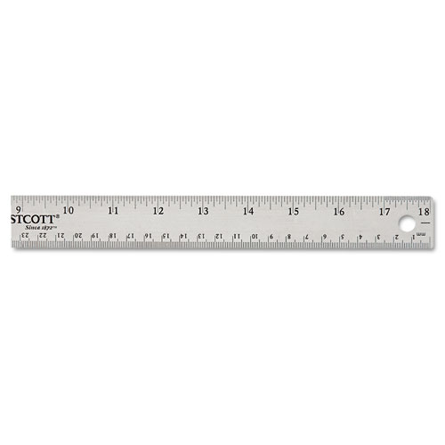 Image of Westcott® Stainless Steel Office Ruler With Non Slip Cork Base, Standard/Metric, 18" Long
