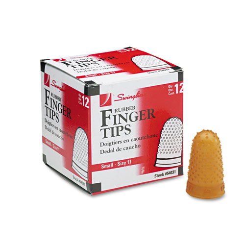 Rubber Finger Tips, 11 (Small), Amber, Dozen | by Plexsupply