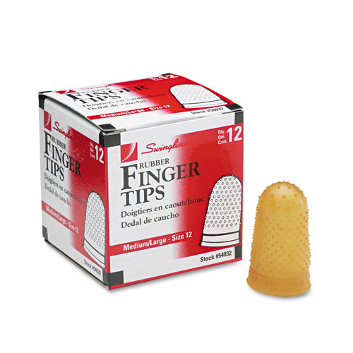 Image of Swingline® Rubber Finger Tips, 12 (Medium-Large), Amber, Dozen