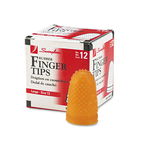 Rubber Finger Tips, 13 (Large), Amber, Dozen | by Plexsupply