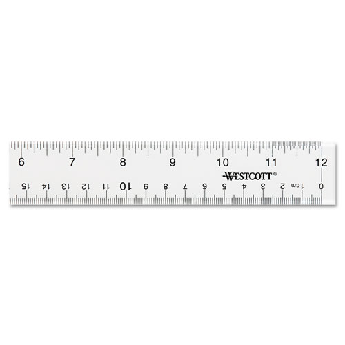 Image of Westcott® Clear Flexible Acrylic Ruler, Standard/Metric, 12" Long, Clear
