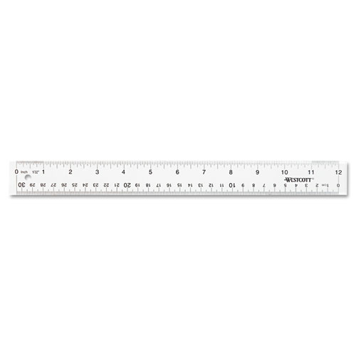 Westcott® Clear Flexible Acrylic Ruler, Standard/Metric, 6" (15 cm) Long, Clear, 12/Box