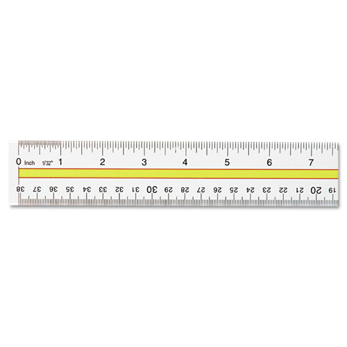 Image of Acrylic Data Highlight Reading Ruler With Tinted Guide, 15" Long, Clear/Yellow