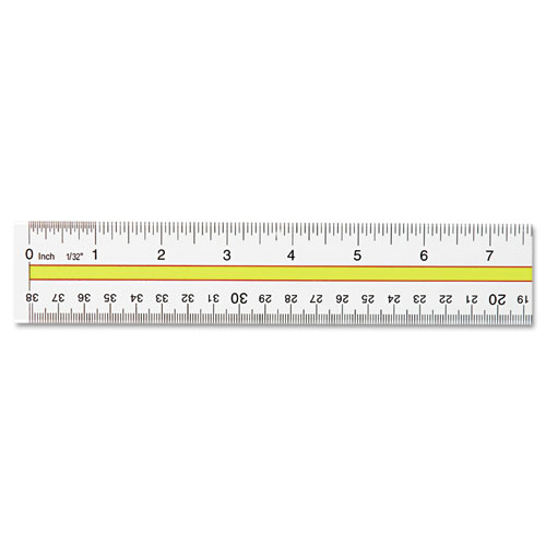 Wood Ruler, Metric and 1/16 Scale with Single Metal Edge, 12/30 cm Long