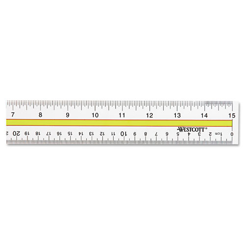 Image of Westcott® Acrylic Data Highlight Reading Ruler With Tinted Guide, 15" Long, Clear/Yellow
