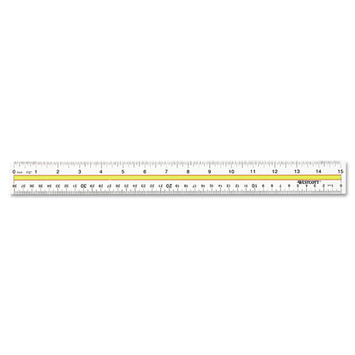 Acrylic Data Highlight Reading Ruler With Tinted Guide, 15" Clear