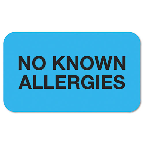 MEDICAL LABELS, NO KNOWN ALLERGIES, 0.88 X 1.5, LIGHT BLUE, 250/ROLL