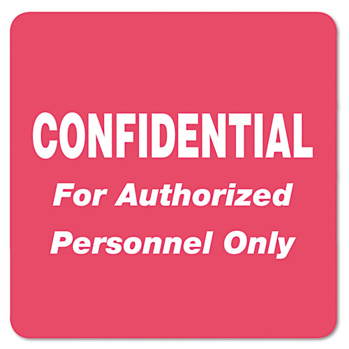 HIPAA Labels, CONFIDENTIAL For Authorized Personnel Only, 2 x 2, Red, 500/Roll | by Plexsupply