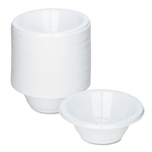 Image of Tablemate® Plastic Dinnerware, Bowls, 12 Oz, White, 125/Pack