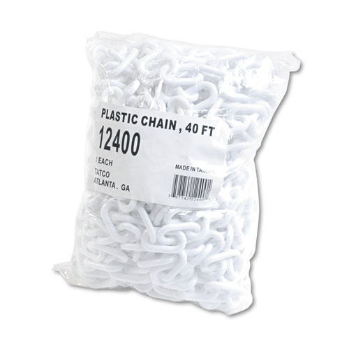 Tatco Crowd Control Stanchion Chain, Plastic, 40 ft, White