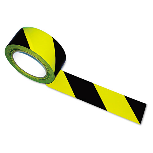 Image of Tatco Hazard Marking Aisle Tape, 2" X 108 Ft, Black/Yellow