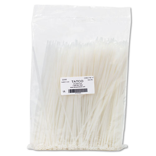 Image of Nylon Cable Ties, 11 x 0.19, 50 lb, Natural, 500/Pack