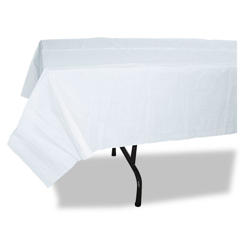 Image of Tatco Paper Table Cover, Embossed Paper With Plastic Liner, 54" X 108", White, 20/Carton