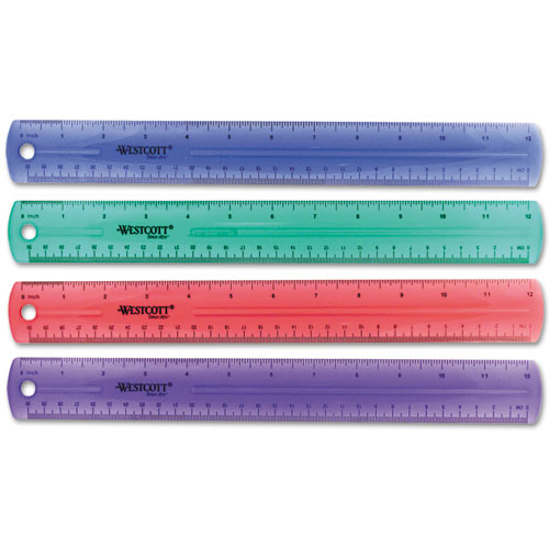 Image of 12" Jewel Colored Ruler, Standard/Metric, Plastic