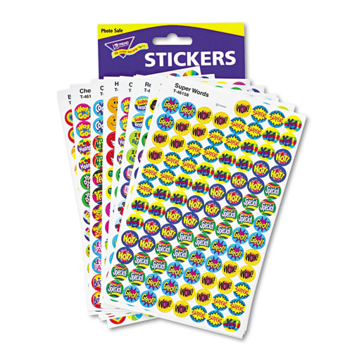 SuperSpots and SuperShapes Sticker Variety Packs, Positive Praisers, Assorted Colors, 2,500/Pack