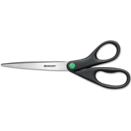 Westcott® Kleenearth Scissors, 9" Long, 3.75" Cut Length, Black Straight Handle