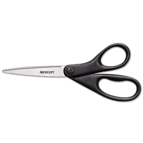 Image of Design Line Straight Stainless Steel Scissors, 8" Long, 3.13" Cut Length, Black Straight Handle