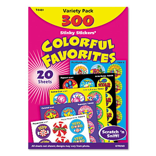 Image of Trend® Stinky Stickers Variety Pack, Colorful Favorites, Assorted Colors, 300/Pack