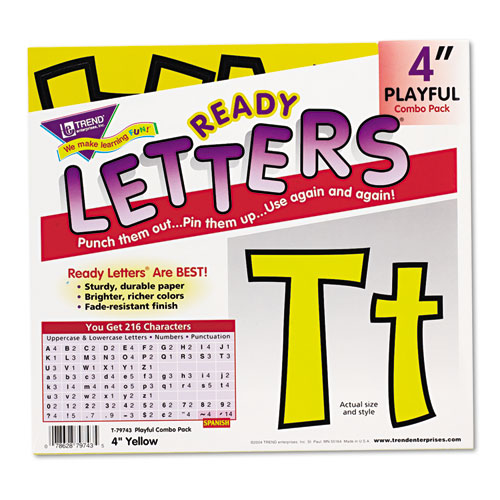 Ready Letters Playful Combo Set, Yellow, 4"h, 216/Set | by Plexsupply