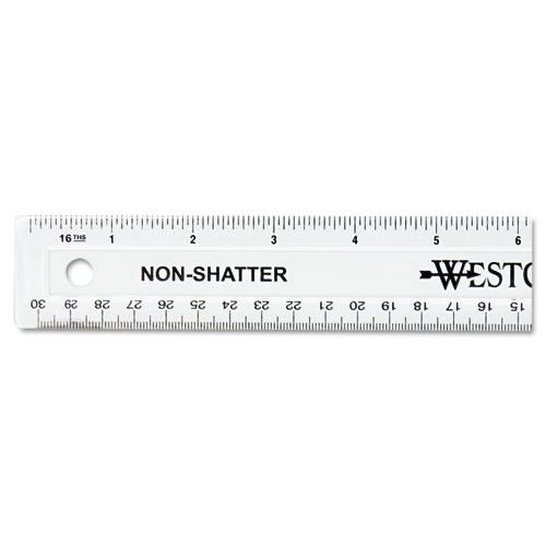 Westcott® Non-Shatter Flexible Ruler, Standard/Metric, 12 Long, Plastic,  Clear