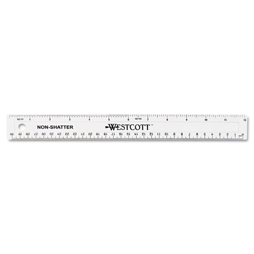 Image of Non-Shatter Flexible Ruler, Standard/Metric, 12" Long, Plastic, Clear
