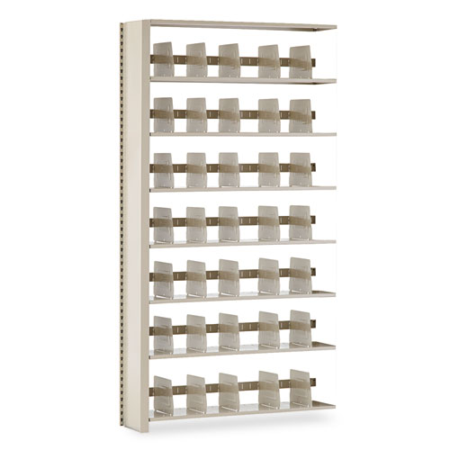 Snap-Together Seven-Shelf Closed Add-On Unit, Steel, 48w x 12d x 88h, Sand