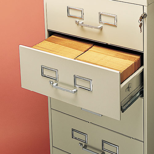 Six-Drawer Multimedia/Card File Cabinet, Putty, 21.25" x 28.5" x 52"