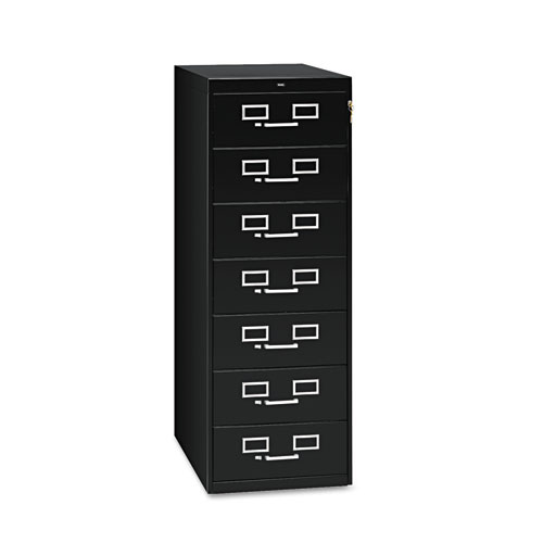Tennsco Seven-Drawer Multimedia/Card File Cabinet, Black, 19.13" x 28.5" x 52"