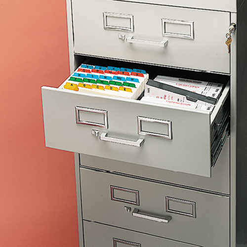 Image of Tennsco Seven-Drawer Multimedia/Card File Cabinet, Black, 19.13" X 28.5" X 52"
