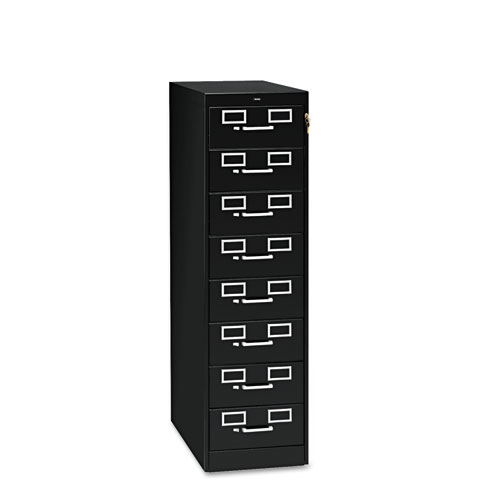 Tennsco Eight-Drawer Multimedia/Card File Cabinet, Black, 15" x 28.5" x 52"